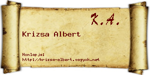 Krizsa Albert névjegykártya
